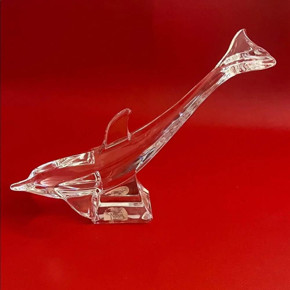 Vintage Cristal D Arques France Crystal Dolphin Figurine 7.75”L